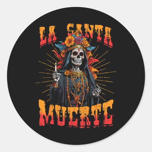 Pegatina Redonda La Catrina Cinco De Mamáes (Anverso)