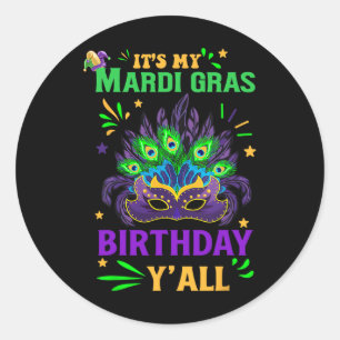 Pegatina Redonda La celebración del cumpleaños de mi Mardi Gras Mar