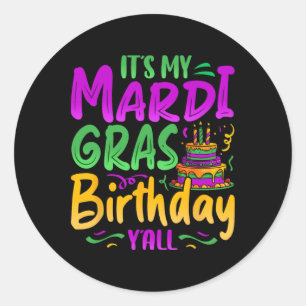 Pegatina Redonda La celebración del cumpleaños de mi Mardi Gras Mar