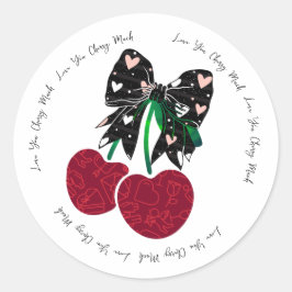 Pegatina Redonda La cereza de amor es una fruta divertida