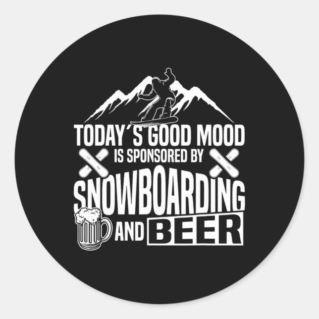 Pegatina Redonda La cerveza Snowboard Snowboard Beer Today's Good M (Anverso)
