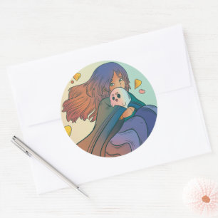 Pegatina Redonda La Chica y su fantasma