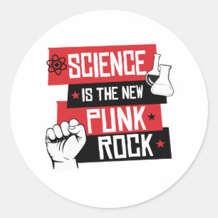 PEGATINA REDONDA LA CIENCIA ES LA NUEVA ROCA DE PUNK