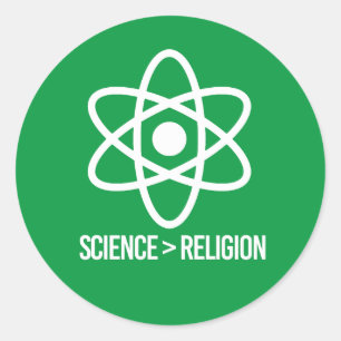Pegatina Redonda La ciencia es mayor que la religión