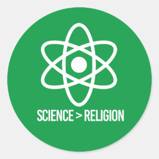 Pegatina Redonda La ciencia es mayor que la religión