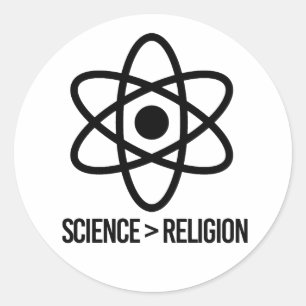 Pegatina Redonda La ciencia es mayor que la religión