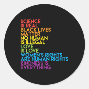 Pegatina Redonda La Ciencia Es Real Black Lives Rainbow Lgbt Pride