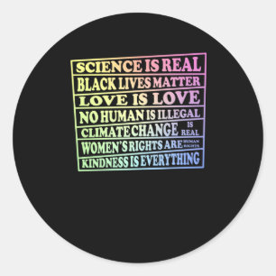 Pegatina Redonda La ciencia es real - vidas negras - el amor es amo