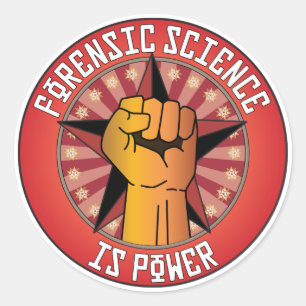 Pegatina Redonda La ciencia forense es el poder