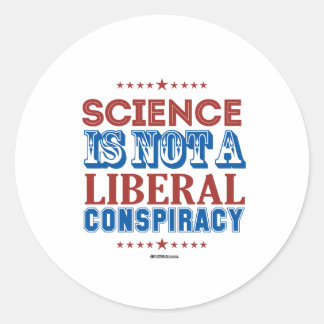 Pegatina Redonda La ciencia no es una conspiración liberal