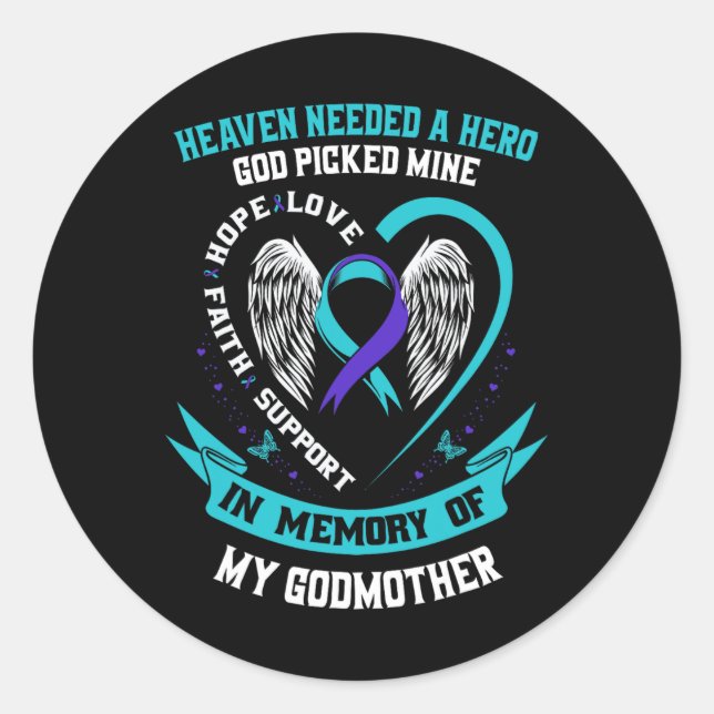 Pegatina Redonda La Cinta verde azulada Y Púrpura Concienciación So (Anverso)