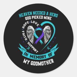 Pegatina Redonda La Cinta verde azulada Y Púrpura Concienciación So