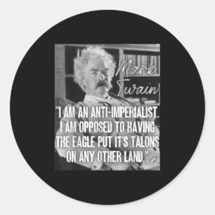 Pegatina Redonda La cita anti guerra del imperialismo Mark Twain
