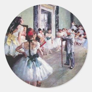 Pegatina Redonda La clase de baile de Edgar Degas, Arte de ballet v