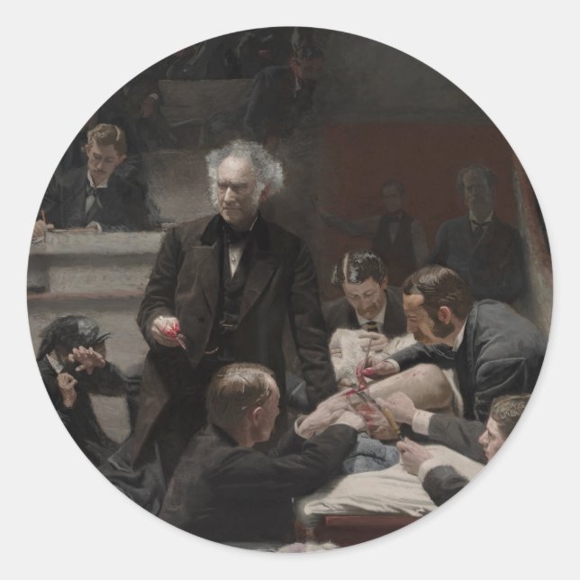 Pegatina Redonda La clínica bruta de Thomas Eakins (Anverso)