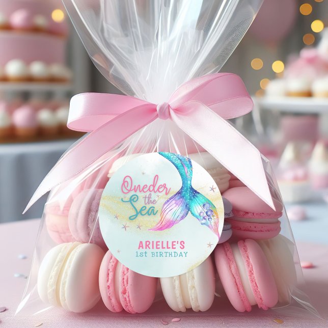 Pegatina Redonda La cola de la sirena en el mar, primer cumpleaños (Subido por el creador)