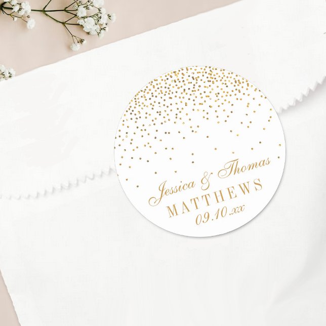 Pegatina Redonda La colección de Bodas Glam Gold Confetti (Subido por el creador)