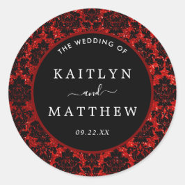 Pegatina Redonda La colección de Bodas Purpurinas Damask Las Vegas