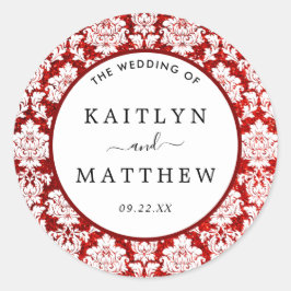 Pegatina Redonda La colección de Bodas Purpurinas Damask Las Vegas