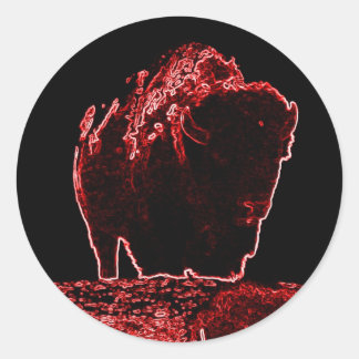 Pegatina Redonda La colección Red Buffalo