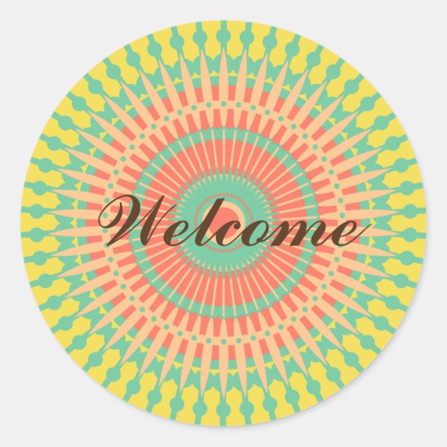 Pegatina Redonda La colorida bienvenida marroquí india en Mandala (Anverso)