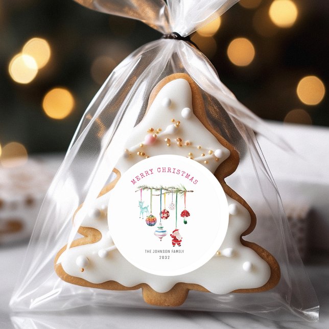 Pegatina Redonda La colorida y simple Feliz Navidad (Subido por el creador)