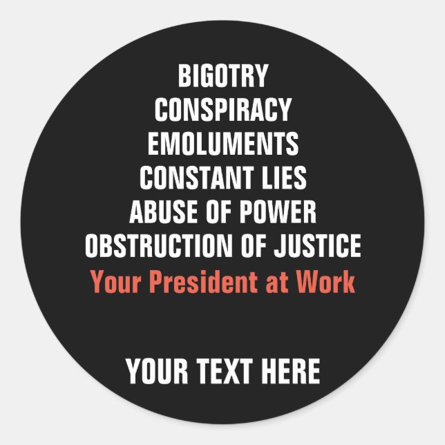 Pegatina Redonda La colusión de la intolerancia Emolumentos Obstruc (Anverso)