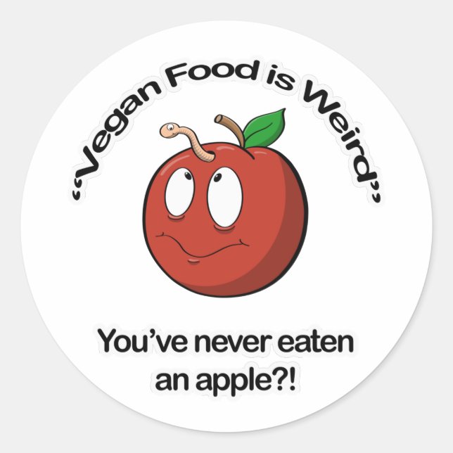 Pegatina Redonda La Comida Vegan Es Rara (Anverso)