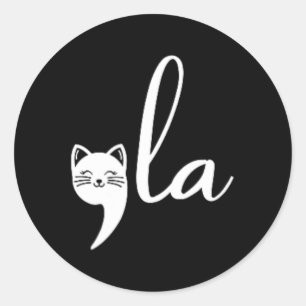 Pegatina Redonda La Comma Del Gato La Kamala Harris En Las Eleccion