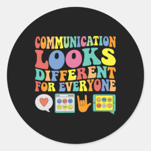 Pegatina Redonda La Comunicación Parece Diferente Para El Autismo D