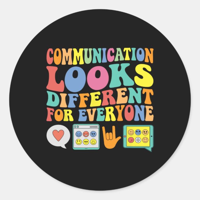 Pegatina Redonda La Comunicación Parece Diferente Para El Autismo D (Anverso)