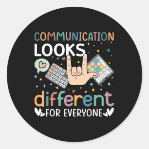 Pegatina Redonda La Comunicación Parece Diferente Para El Autismo D