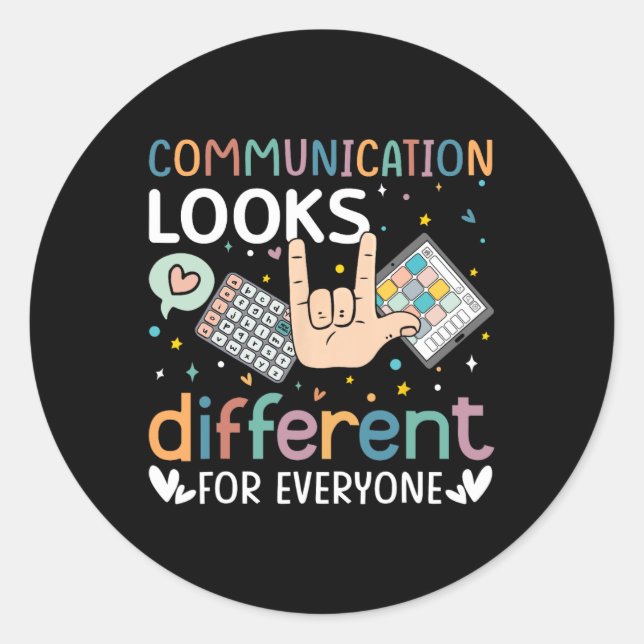 Pegatina Redonda La Comunicación Parece Diferente Para El Autismo D (Anverso)
