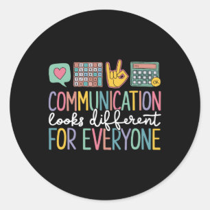 Pegatina Redonda La Comunicación Parece Diferente Para El Autismo D