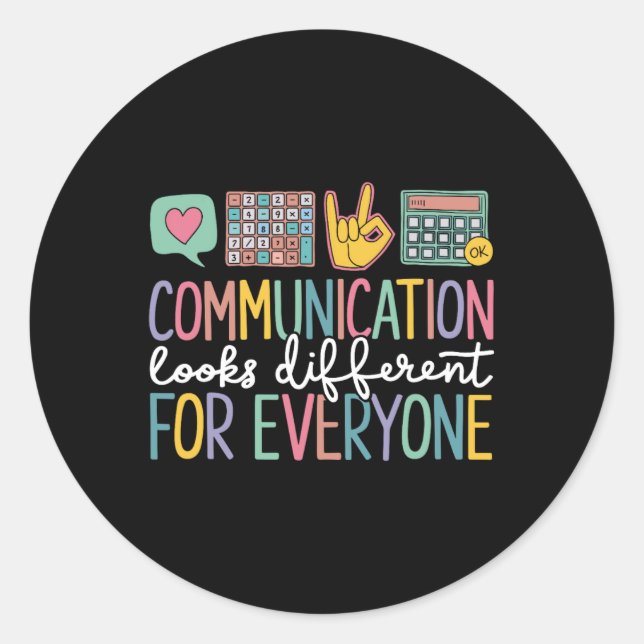 Pegatina Redonda La Comunicación Parece Diferente Para El Autismo D (Anverso)