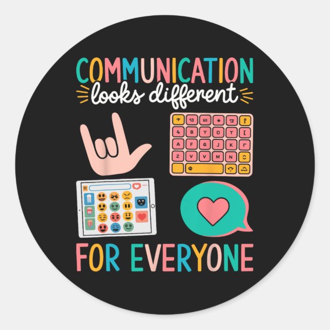 Pegatina Redonda La Comunicación Parece Diferente Para El Autismo D (Anverso)