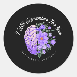 Pegatina Redonda La conciencia de Alzheimer que recordaré por ti