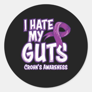 Pegatina Redonda La Conciencia De Crohn Yo Soy Mi Cinta Púrpura De 