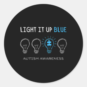 Pegatina Redonda La Conciencia Del Autismo Enciende A Los Hombres A