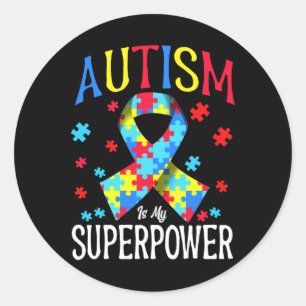 Pegatina Redonda La Conciencia Del Autismo Es Mi Superpoder Piezas 