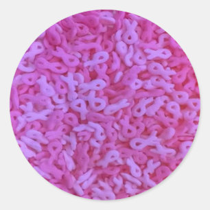 Pegatina Redonda La conciencia rosada del cáncer de pecho de la