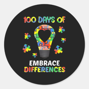 Pegatina Redonda La Conciencia Sobre El Autismo Abarca Las Diferenc