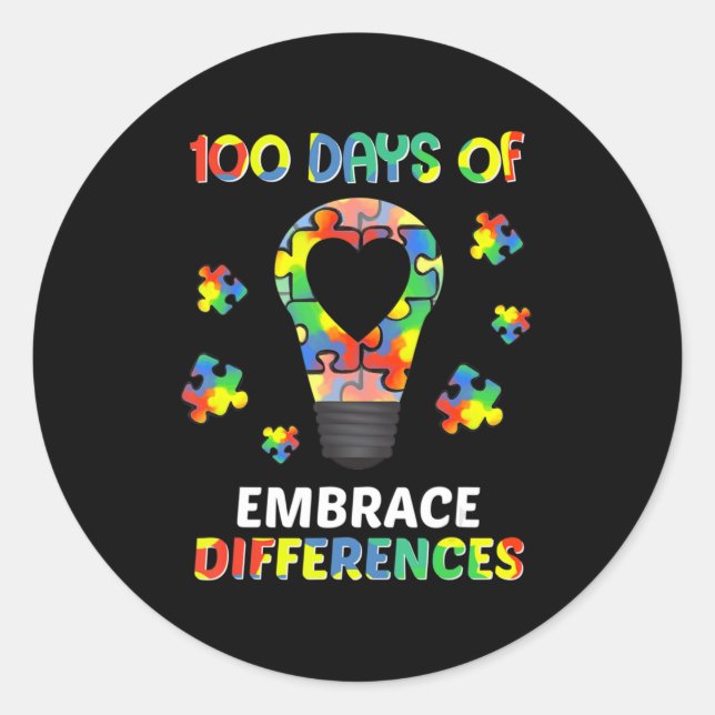 Pegatina Redonda La Conciencia Sobre El Autismo Abarca Las Diferenc (Anverso)