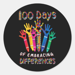 Pegatina Redonda La Conciencia Sobre El Autismo Abarca Las Diferenc