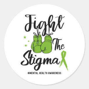 Pegatina Redonda La conciencia sobre el estigma de la salud mental