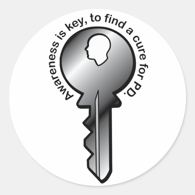 Pegatina Redonda La conciencia sobre el Parkinson es clave (Anverso)