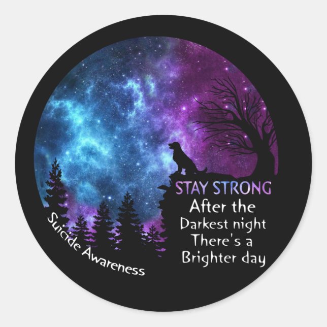 Pegatina Redonda La conciencia sobre el suicidio de Golden Retrieve (Anverso)