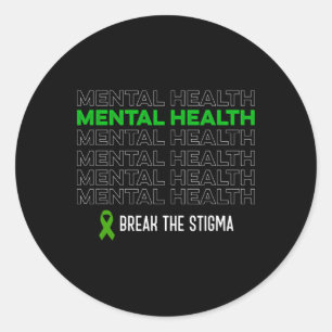 Pegatina Redonda La Conciencia Sobre La Salud Mental Rompe La Cinta
