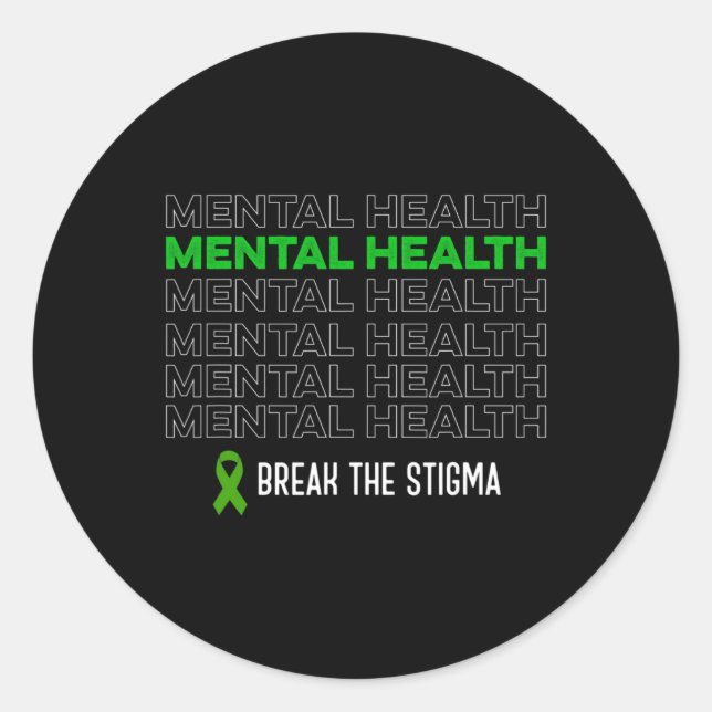 Pegatina Redonda La Conciencia Sobre La Salud Rompe La Cinta Del Es (Anverso)