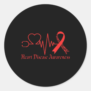 Pegatina Redonda La Conciencia Sobre Las Enfermedades Cardíacas Se 